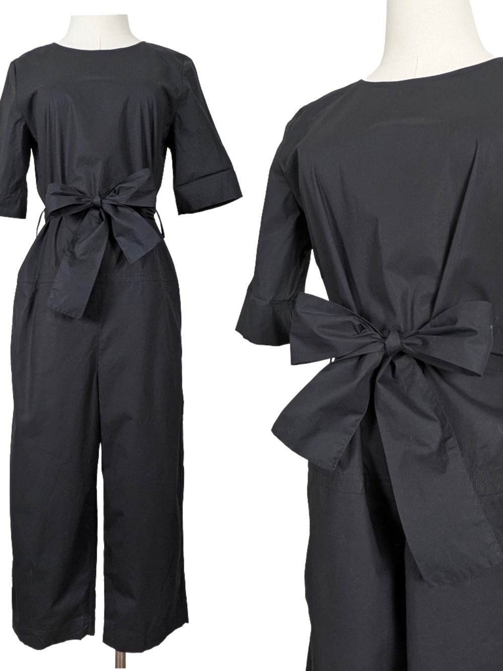 COS Black Short Sleeve Wide Leg Jumpsuit Relaxed Fit Semi-Formal